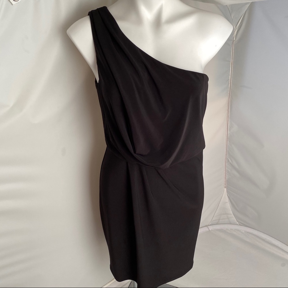Adrianna Papell black asymmetrical cocktail dress